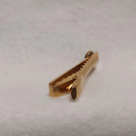 Vintage Goldtone and Hematite Tie Clip - Picture 3 of 3